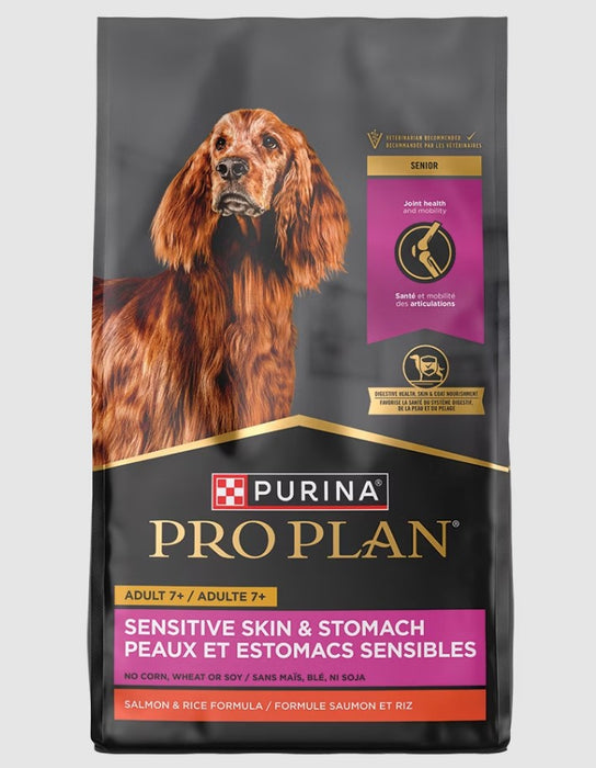 Purina Pro Plan Pro Plan Adult 7+ Sensitive Skin & Stomach Salmon & Rice Senior Dry Dog Food, 24lbs