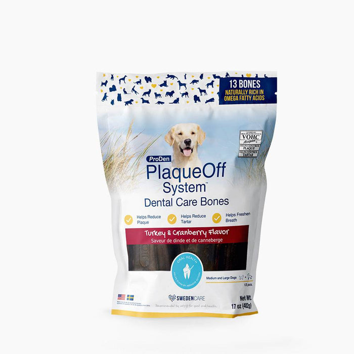 ProDen PlaqueOff Dental Care Bones - Turkey and Cranberry Flavor, 17oz - 13pk