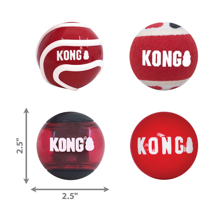 KONG Signature Ball, Medium Dog Toy, 4pk