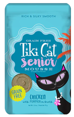 Tiki Cat, Senior Mousse Chicken with Pumpkin Wet Cat Food, 2.8oz Pouch