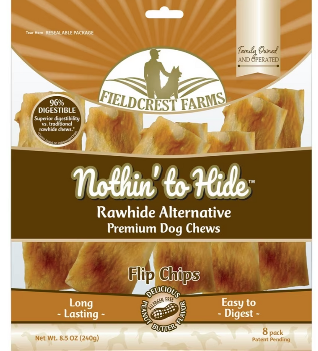 Fieldcrest Farms Nothin' To Hide Flip Chips Dog Chews, Peanut Butter, 8pk