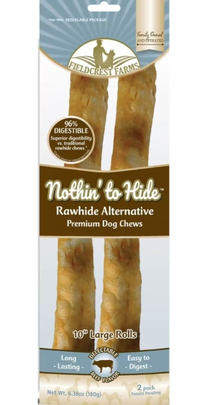 Fieldcrest Farms Nothin' To Hide 10" Beef Rolls Dog Chews, 2pk