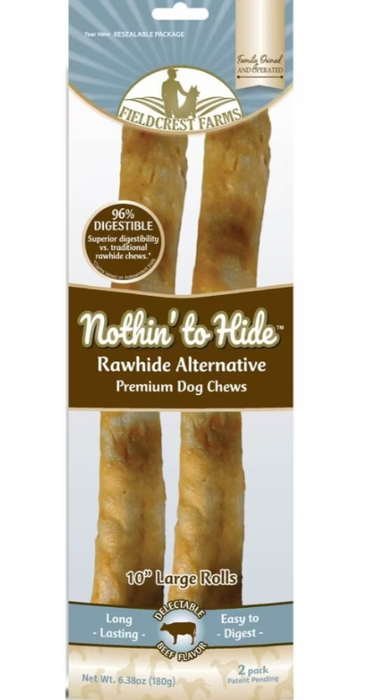 Fieldcrest Farms Nothin' To Hide 10" Beef Rolls Dog Chews, 2pk