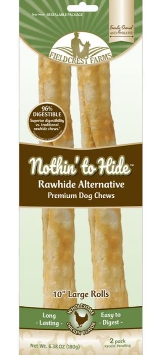 Fieldcrest Farms Nothin' To Hide 10" Chicken Rolls Dog Chews, 2pk