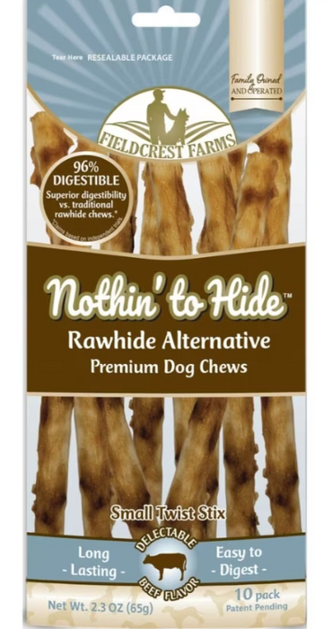 Fieldcrest Farms Nothin' To Hide Twist Stix Dog Chews, Small Beef, 10pk