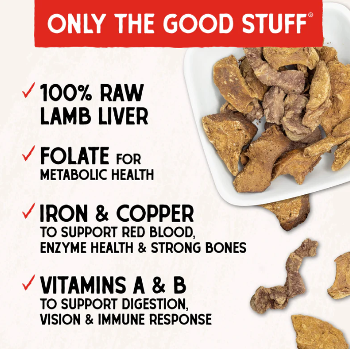 Stella & Chewy's Single Ingredient Freeze-Dried Lamb Liver Treats for Dogs, 3oz