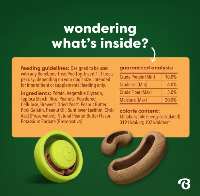 Benebone Peanut Butter Treat Pod Dog Treats