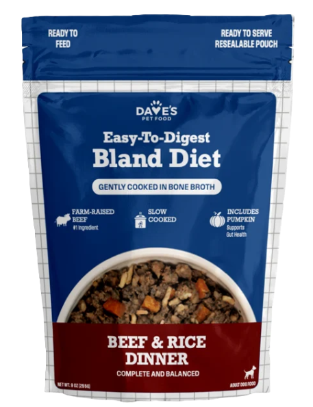 Dave's Bland Beef & Rice Pouch Recipe for Dogs, 9oz