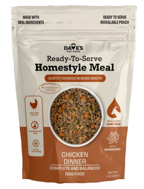 Dave's Chicken & Brown Rice, Goat Milk Pouch Recipe for Dogs, 9oz