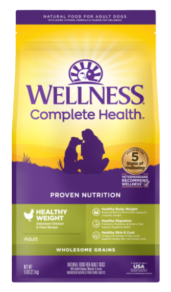 Wellness Complete Health Natural Healthy Weight Chicken and Peas Recipe Dry Dog Food, 26lbs