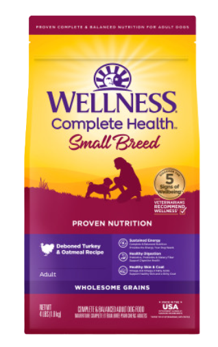 Wellness Complete Health Natural Small Breed Adult Turkey and Oatmeal Recipe Dry Dog Food, 4lbs