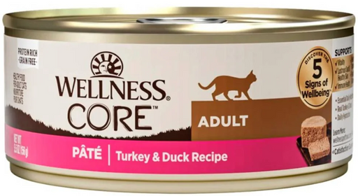 Wellness CORE Natural Grain Free Turkey and Duck Pate Wet Canned Cat Food, 5.5oz