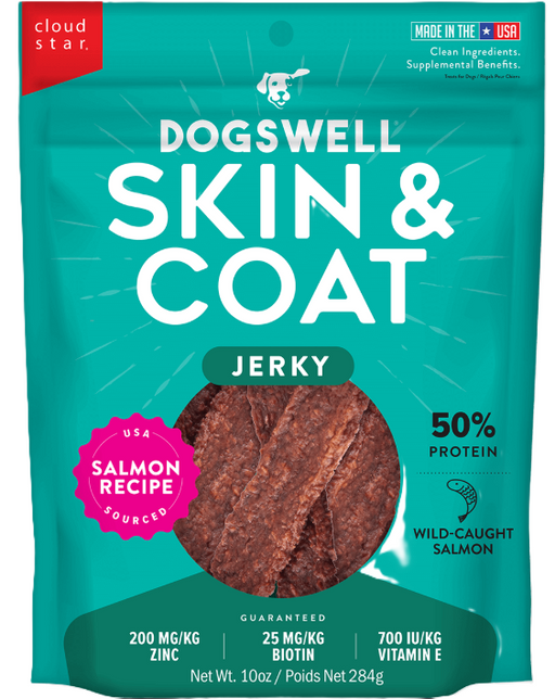 Dogswell Skin & Coat Jerky Treats, Salmon, 10oz
