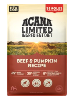 Acana Limited Ingredient Diet Singles, Beef & Pumpkin Recipe Dry Dog Food, 22.5lbs