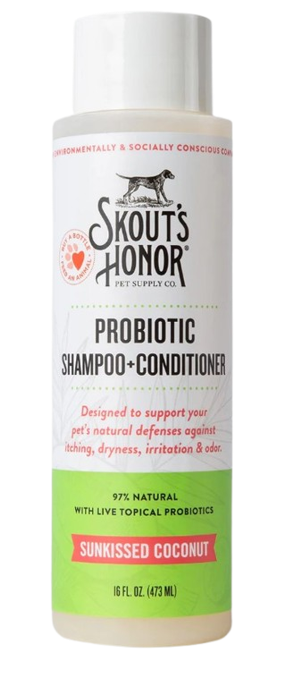 Skout's Honor Probiotic Shampoo + Conditioner for Dogs & Cats, Sunkissed Coconut, 16oz