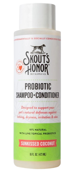Skout's Honor Probiotic Shampoo + Conditioner for Dogs & Cats, Sunkissed Coconut, 16oz