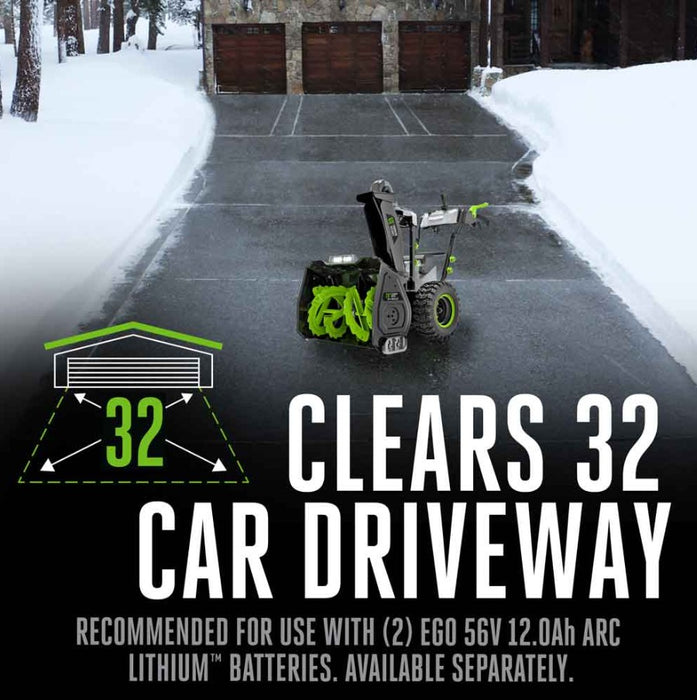EGO 28" Self-Propelled 2-Stage Snow Blower with Peak Power & Steel Auger (2* 12Ah Batteries, Dual Port Charger)