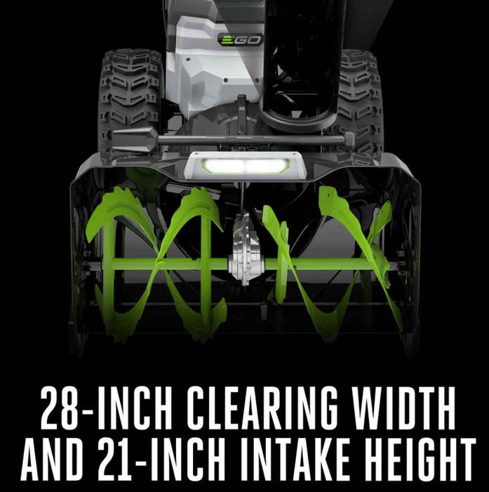 EGO 28" Self-Propelled 2-Stage Snow Blower with Peak Power & Steel Auger (2* 12Ah Batteries, Dual Port Charger)