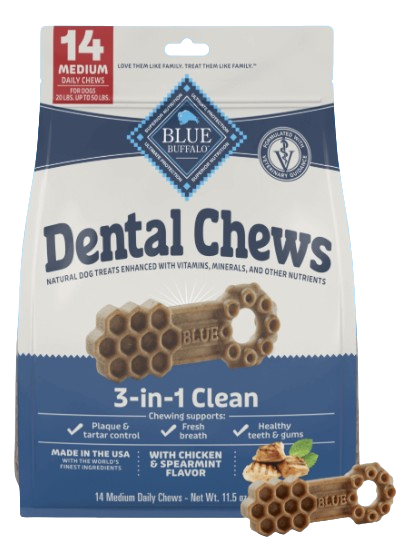Blue Buffalo Dental Chews with Chicken & Spearmint for Dogs