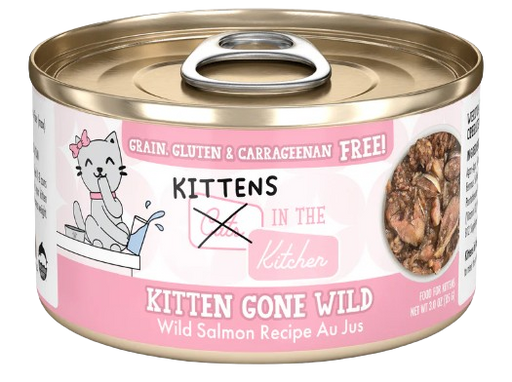 Cats in the Kitchen Kitten  Kitten Gone Wild Wild Salmon Recipe Au Jus Canned Kitten Food, 3oz