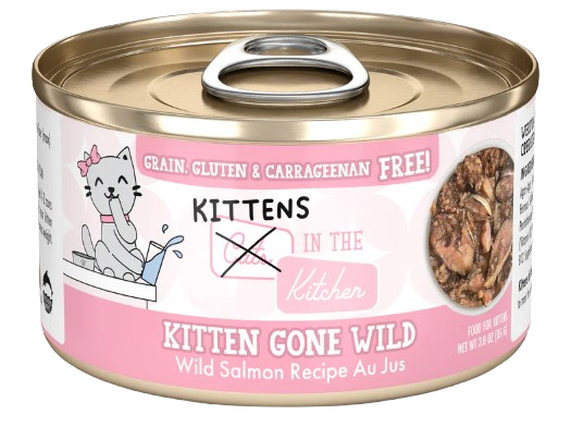 Cats in the Kitchen Kitten  Kitten Gone Wild Wild Salmon Recipe Au Jus Canned Kitten Food, 3oz