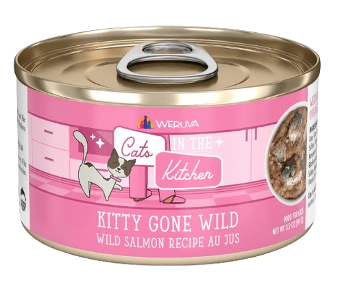 Cats in the Kitchen  Kitty Gone Wild Wild Salmon Recipe Au Jus Canned Cat Food, 3.2oz