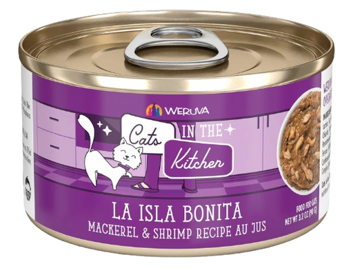Cats in the Kitchen  La Isla Bonita Mackerel and Shrimp Recipe Au Jus Canned Cat Food, 3.2oz