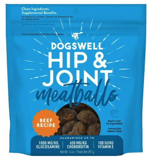 Dogswell Hip & Joint Meatballs Dog Treats, Beef, 14oz