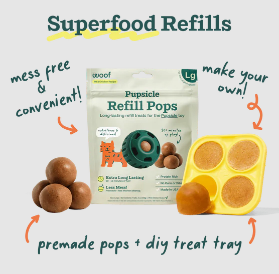 WOOF The Pupsicle Refillable Dog Toy, Green