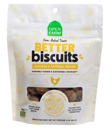 Open Farm Better Biscuits Chicken & Oatmeal Dog Treats, 8oz