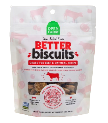 Open Farm Better Biscuits Grass-Fed Beef & Oatmeal Dog Treats, 8oz