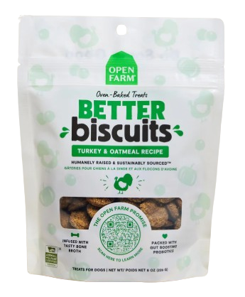 Open Farm Better Biscuits Turkey & Oatmeal Dog Treats, 8oz