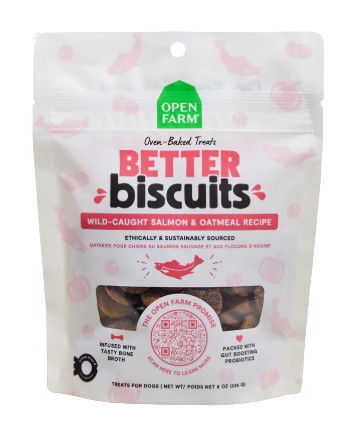 Open Farm Better Biscuits Wild-Caught Salmon & Oatmeal Dog Treats, 8oz