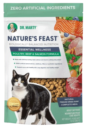 Dr Marty Nature’s Feast Essential Wellness Poultry, Beef, & Salmon Freeze-Dried Raw Cat Food