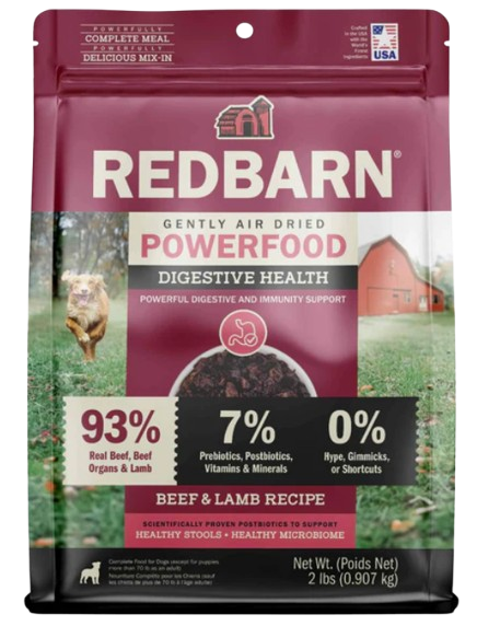 Redbarn Air Dried Dog Food Powerfood Gut Health and Digestion Beef & Lamb Recipe, 2lbs