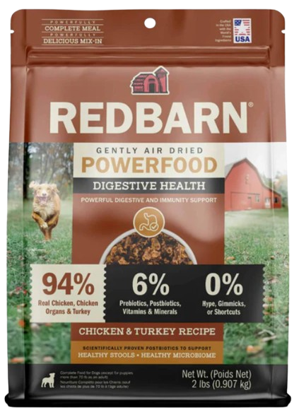 Redbarn Air Dried Dog Food Powerfood Gut Health and Digestion Chicken & Turkey Recipe, 2lbs