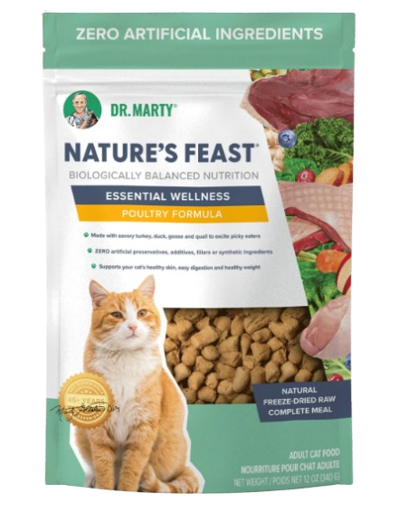 Dr. Marty's Nature’s Feast – Essential Wellness – Poultry Premium Freeze-Dried Raw Cat Food