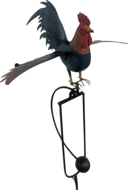 Metal Rooster Rocker Stake, 58.66"Hx13.38"Wx18.5"L