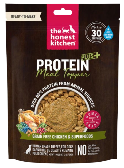 The Honest Kitchen Protein Plus Grain Free Chicken with Superfoods Dog Food Meal Topper, 12oz