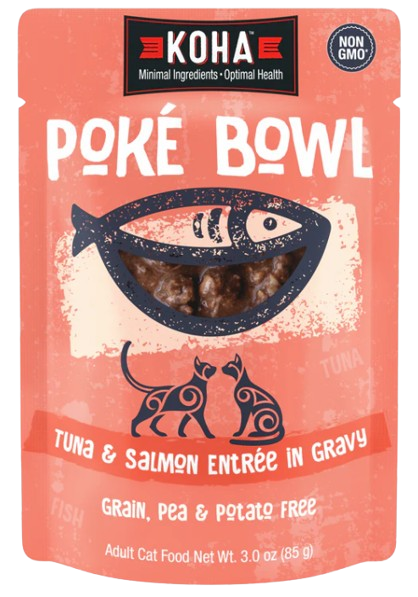 KOHA Poké Bowl Tuna & Salmon Entrée in Gravy for Cats 3oz pouch