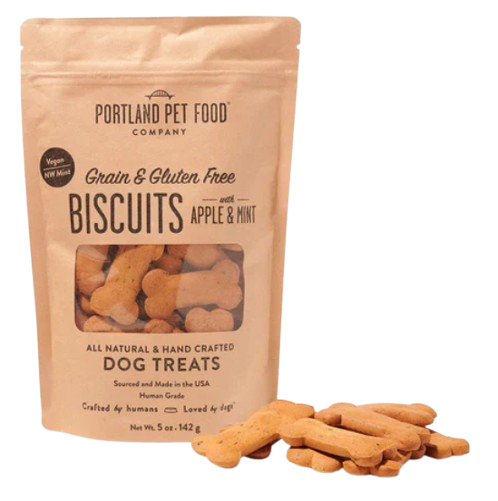 Portland Pet Food Grain & Gluten-Free Apple & Mint Biscuits 5oz Dog Treats