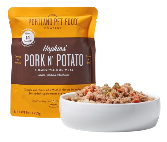 Portland Pet Food Hopkins' Pork N' Potato 9oz Human-Grade Dog Meal Pouch