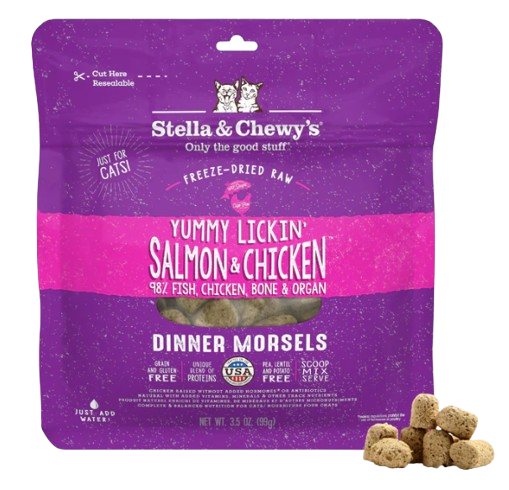 Stella & Chewy's Yummy Lickin’ Salmon & Chicken Freeze-Dried Raw Dinner Morsels for Cats
