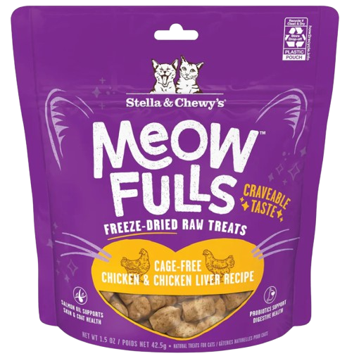 Stella & Chewy's Meowfulls Chicken & Chicken Liver Cat Treats, 1.5oz