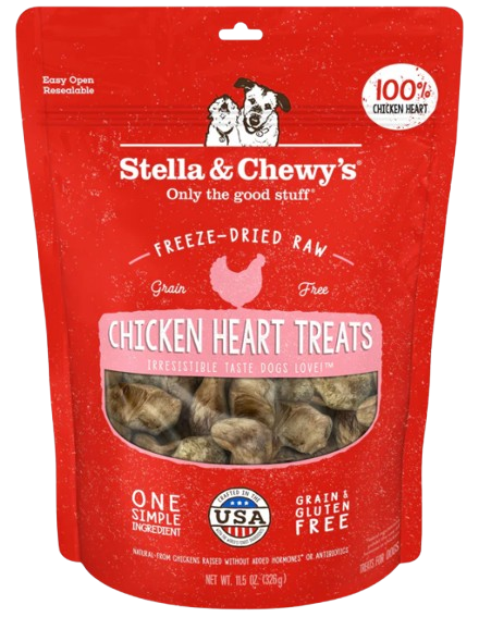 Stella & Chewy's Single Ingredient Freeze-Dried Chicken Heart Treats for Dogs, 3oz