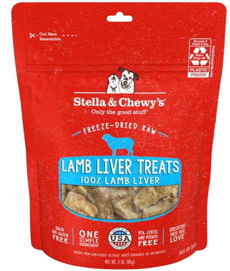 Stella & Chewy's Single Ingredient Freeze-Dried Lamb Liver Treats for Dogs, 3oz