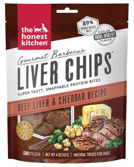 The Honest Kitchen Gourmet Barbecue Beef Liver & Cheddar Chips Dog Treats, 4oz