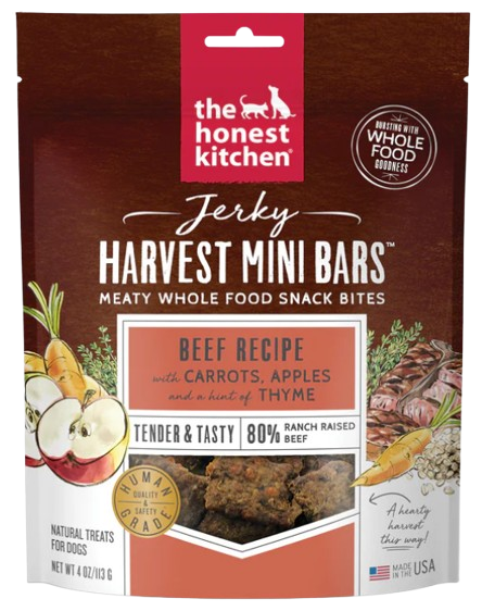 The Honest Kitchen Beef Jerky Harvest Mini Bars, 4oz