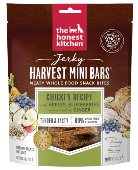 The Honest Kitchen Chicken Jerky Harvest Mini Bars, 4oz
