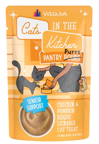 Weruva Cats in the Kitchen Pantry Purrs Chicken & Pumpkin Bisque with Senior Support Lickable Cat Treat, 1.4oz